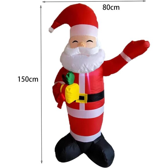 1.5M Inflatable Santa Claus with LED Lights for Christmas Yard Lawn Decor - Picture 2 of 5
